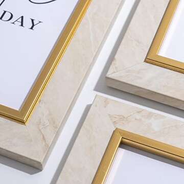 ArtbyHannah 10 Pack 4x6 Picture Frames Set with Marble Pattern and Gold Trim for Table Top Display a...