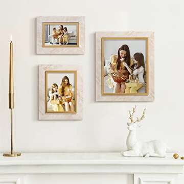 ArtbyHannah 10 Pack 4x6 Picture Frames Set with Marble Pattern and Gold Trim for Table Top Display and Wall Mounting，Ornate Photo Frame Wall Art for Home Decor
