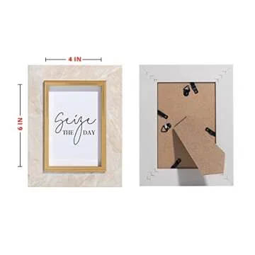 ArtbyHannah 10 Pack 4x6 Picture Frames Set with Marble Pattern and Gold Trim for Table Top Display and Wall Mounting，Ornate Photo Frame Wall Art for Home Decor