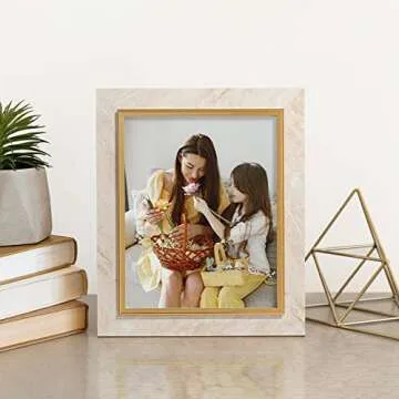 ArtbyHannah 10 Pack 4x6 Picture Frames Set with Marble Pattern and Gold Trim for Table Top Display and Wall Mounting，Ornate Photo Frame Wall Art for Home Decor