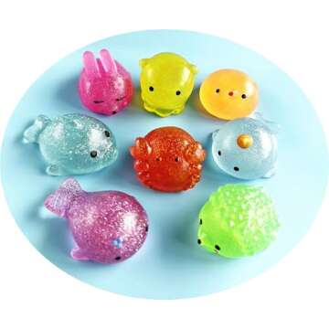 YIWLFQH 8PCS Glittery Jumbo Squishies Toys,Stress Relieving Toy,Kids Party for Animal Mochi ,Kid Birthday Party ,Classroom Prizes,Goodie Bags Stuffers for Kids