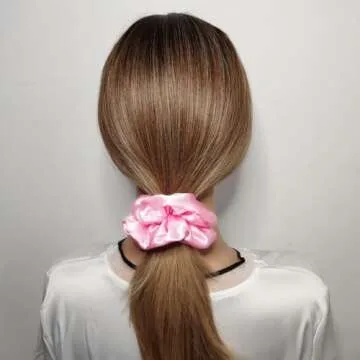 Sufermoe 12 Pcs Satin Silk Hair Scrunchies (4.5 Inch), Light Pink Elastic Hair Ties for Women and Gi...