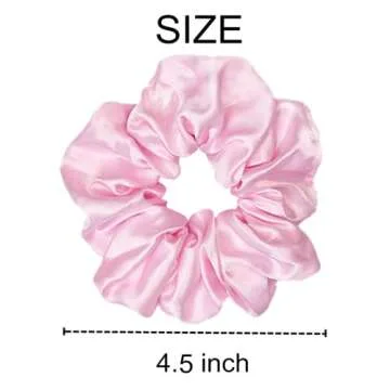 Sufermoe 12 Pcs Satin Silk Hair Scrunchies (4.5 Inch), Light Pink Elastic Hair Ties for Women and Girls, Fashion Hair Accessories for Daily Life, Yoga, Working, Studying, Running, Holidays, Parties