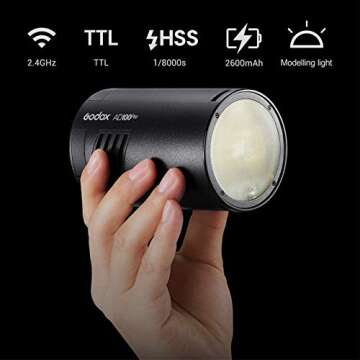Godox AD100Pro AD100 Pro Pocket Flash Light 100Ws, 2.4G TTL HSS 1/8000s 2600mAh Lithium Battery 360 ...
