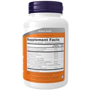 NOW Foods Supplements, True Focus™ with Amino Acids, Ginkgo, DMAE + CoQ10 and Grape Seed Extract , 90 Veg Capsules