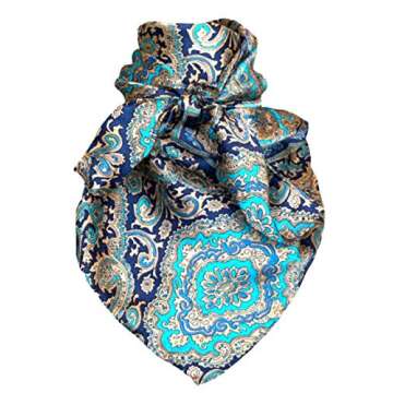Wyoming Traders Paisley Cowboy Wild Rag 100% Silk Scarf Bandana Multiple Colors 34.5" (Blue/Gold)