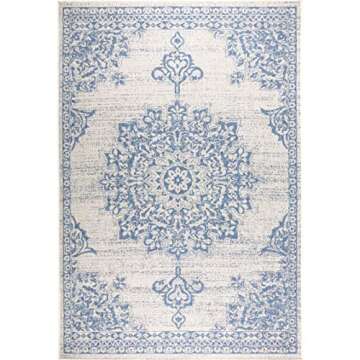 Nicole Miller Patio Country Azalea, 7'9"x10'2" Rectangle, Grey/Blue