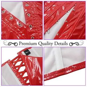 Alivila.Y Fashion Women's Shiny PVC Lace Up Corset Dress 2041-Red-XL