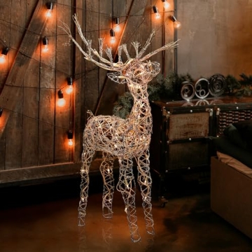 Outdoor Rattan Holiday Reindeer Lawn Decoration