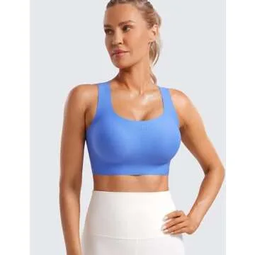 CRZ YOGA Womens Flex Sculpt Racerback Sports Bra - U Neck Medium Impact Padded Wireless Workout Gym ...
