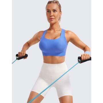 CRZ YOGA Womens Flex Sculpt Racerback Sports Bra - U Neck Medium Impact Padded Wireless Workout Gym Crop Top Wild Indigo Large