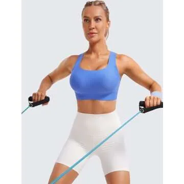 CRZ YOGA Womens Flex Sculpt Racerback Sports Bra - U Neck Medium Impact Padded Wireless Workout Gym Crop Top Wild Indigo Large
