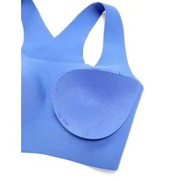 CRZ YOGA Womens Flex Sculpt Racerback Sports Bra - U Neck Medium Impact Padded Wireless Workout Gym Crop Top Wild Indigo Large