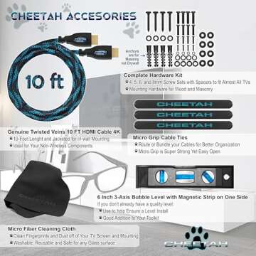 Cheetah APDAM3B Dual Articulating Arm TV Wall Mount fits 32-65" TVs, Newer Displays up to 83", 115lb...