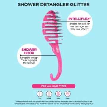 Wet Brush Shower Hair Brush Detangler - Exclusive Ultra-soft IntelliFlex Bristles - Minimizes Pain And Protects Against Split Ends and Breakage - Comb For Women, Men, Wet & Dry Hair - Purple Glitter