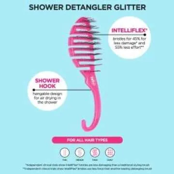 Wet Brush Shower Hair Brush Detangler - Exclusive Ultra-soft IntelliFlex Bristles - Minimizes Pain And Protects Against Split Ends and Breakage - Comb For Women, Men, Wet & Dry Hair - Purple Glitter