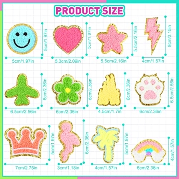 52 Chenille Self Adhesive Patches for DIY Projects