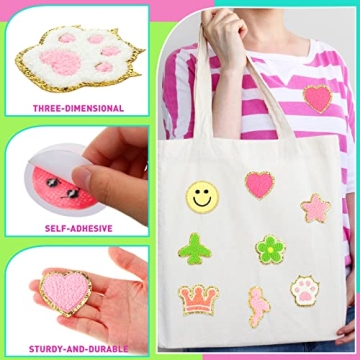 52 Chenille Self Adhesive Patches for DIY Projects