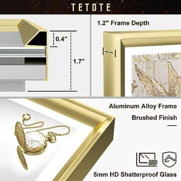TETOTE Gold LED Mirror for Bathroom 24x32 Metal Frame Frontlit & Backlit Lighted Vanity Mirror Baroque Anti Fog Stepless Dimmable White/Warm/Natural,CRI90+,Wall Mounted(Horizontal/Vertical)