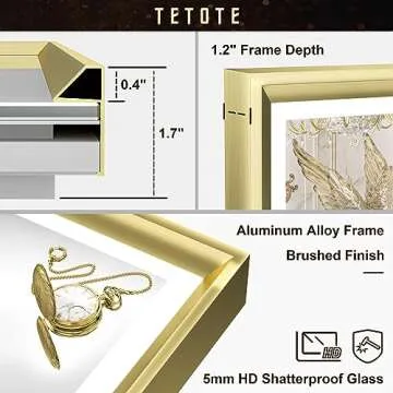TETOTE Gold LED Mirror for Bathroom 24x32 Metal Frame Frontlit & Backlit Lighted Vanity Mirror Baroque Anti Fog Stepless Dimmable White/Warm/Natural,CRI90+,Wall Mounted(Horizontal/Vertical)