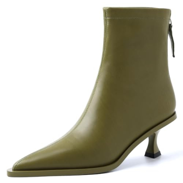 QUTAA Fashion Ankle Boots for Women Pointed Toe Winter Zipper Women's High Heels Casual Dress Bootie...