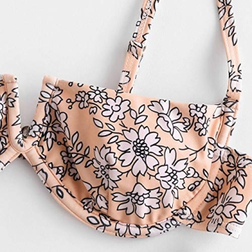 ZAFUL Women's Floral Underwire High Leg Bikini Set