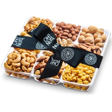 Nuts Gift Basket 9 Section Square Gift Tray | Roasted Healthy Gourmet Holiday Snack Gift | Premium A...