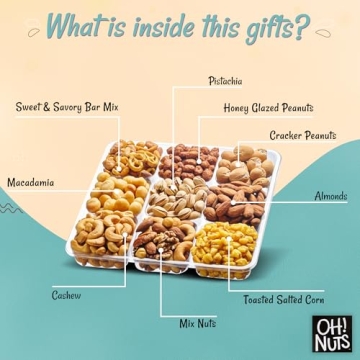 Gourmet Nuts Gift Basket 9 Section Tray for All Occasions