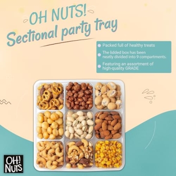 Gourmet Nuts Gift Basket 9 Section Tray for All Occasions