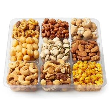 Gourmet Nuts Gift Basket 9 Section Tray for All Occasions