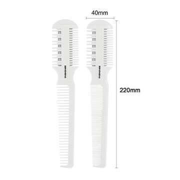 BANGMENG Hair Trimmer With Split Ends Razor - 2 Pieces For Thin & Thick Hair Cutting and Styling: Dense & Wide Teeth Combs, Double-Edge Blades