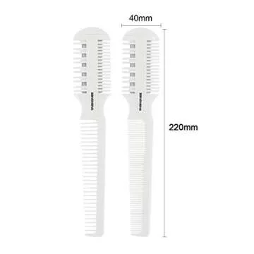 BANGMENG Hair Trimmer With Split Ends Razor - 2 Pieces For Thin & Thick Hair Cutting and Styling: Dense & Wide Teeth Combs, Double-Edge Blades