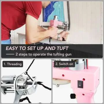 Tufting Gun 2 in 1 Cut Pile Loop Pile Rug Gun Machine Starter Kit Rug Tufting Kit Electric Tufting Gun Carpet Weaving Flocking Machine, includes 10 Tufting Gun Skin Stickers, 100-240V (Baby Pink)