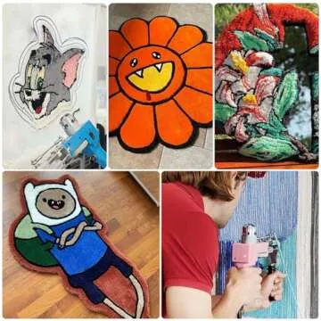 Tufting Gun 2 in 1 Cut Pile Loop Pile Rug Gun Machine Starter Kit Rug Tufting Kit Electric Tufting Gun Carpet Weaving Flocking Machine, includes 10 Tufting Gun Skin Stickers, 100-240V (Baby Pink)