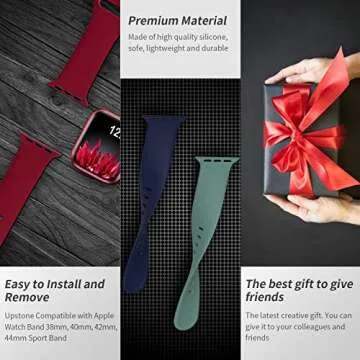 ZALAVER Soft Silicone Sport Bands for Apple Watch 38mm to 49mm