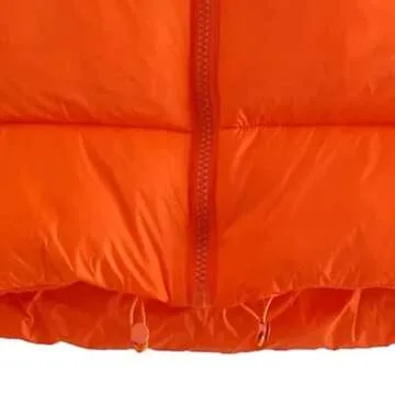 Shiyifa Women's Fashion High Neck Zipper Cropped Puffer Vest Jacket Coat (Orange, Large)