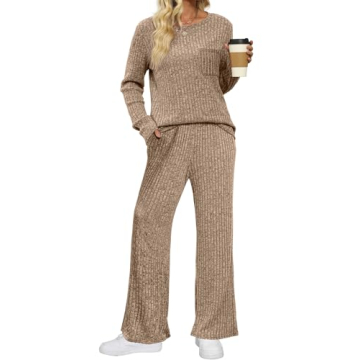 Saloogoe Women's 2 Piece Lounge Set - Comfy Fall Travel Outfit