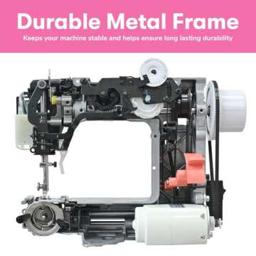 Lumina Linda Beginner Sewing Machine, 12 Built-In Stitches, Portable Small Sewing Machine with Full Metal Frame & LED Light | Great for Quilting, Crafts & Mending | Pink Sewing Machine