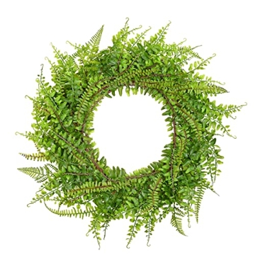 Fern Wreaths for Front Door, Vlorart 18 Inch Artificial Green Door Wreath UV Resistant Greenery Farm...