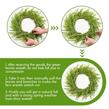 Stunning 18 Inch Fern Wreath for Home Decor by Vlorart