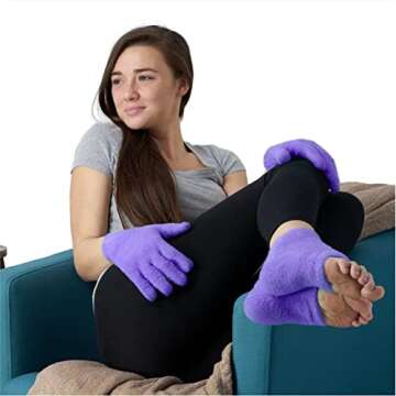 NatraCure Moisturizing Gel Heel Sleeves and Gloves - (for Dry Heels, Cracked Heels, Dry Hands and cu...