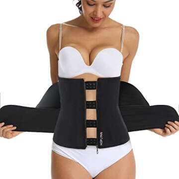 HOPLYNN Sweat Waist Trainer for Women Two Belts, Neoprene Workout Corset Waist Trainer Cincher Trimm...