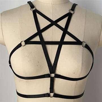 Sexy Women Harness Halter Pentagram Body Harness Bra Caged Bra Cupless Bra Punk Gothic Style Strappy...