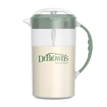 Dr. Brown's 32oz Baby Formula Mixing Pitchers with Adjustable Stopper, Locking Lid & No Drip Spout, Teal & Olive Colors