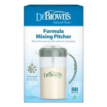 Dr. Brown's 32oz Baby Formula Mixing Pitchers with Adjustable Stopper, Locking Lid & No Drip Spout, Teal & Olive Colors