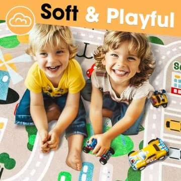 IKITOT Kid Rug Playmat for Cars and Trains