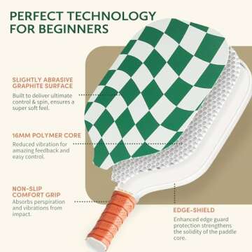 Pickleball Paddles Set of 4 - USAPA Approved Graphite Lightweight Racket, 4 Pickleball Rackets, 4 Ou...