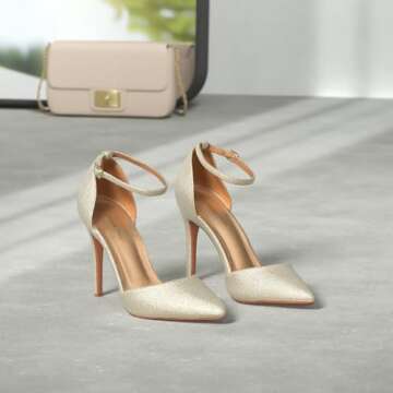 DREAM PAIRS Women's Oppointed-Lacey Pointed Toe Ankle Strap High Heel Stiletto Pumps Wedding Dress S...