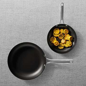 Calphalon Nonstick Frying Pan Set with Stay-Cool Handles, 8- and 10-Inch, Grey