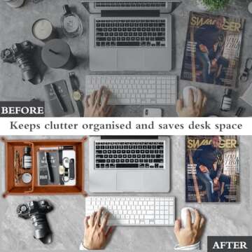 PU Leather Valet Tray & Keychain - Unique Gifts for Him: Boyfriend, Husband - Valentines Day & Anniversary